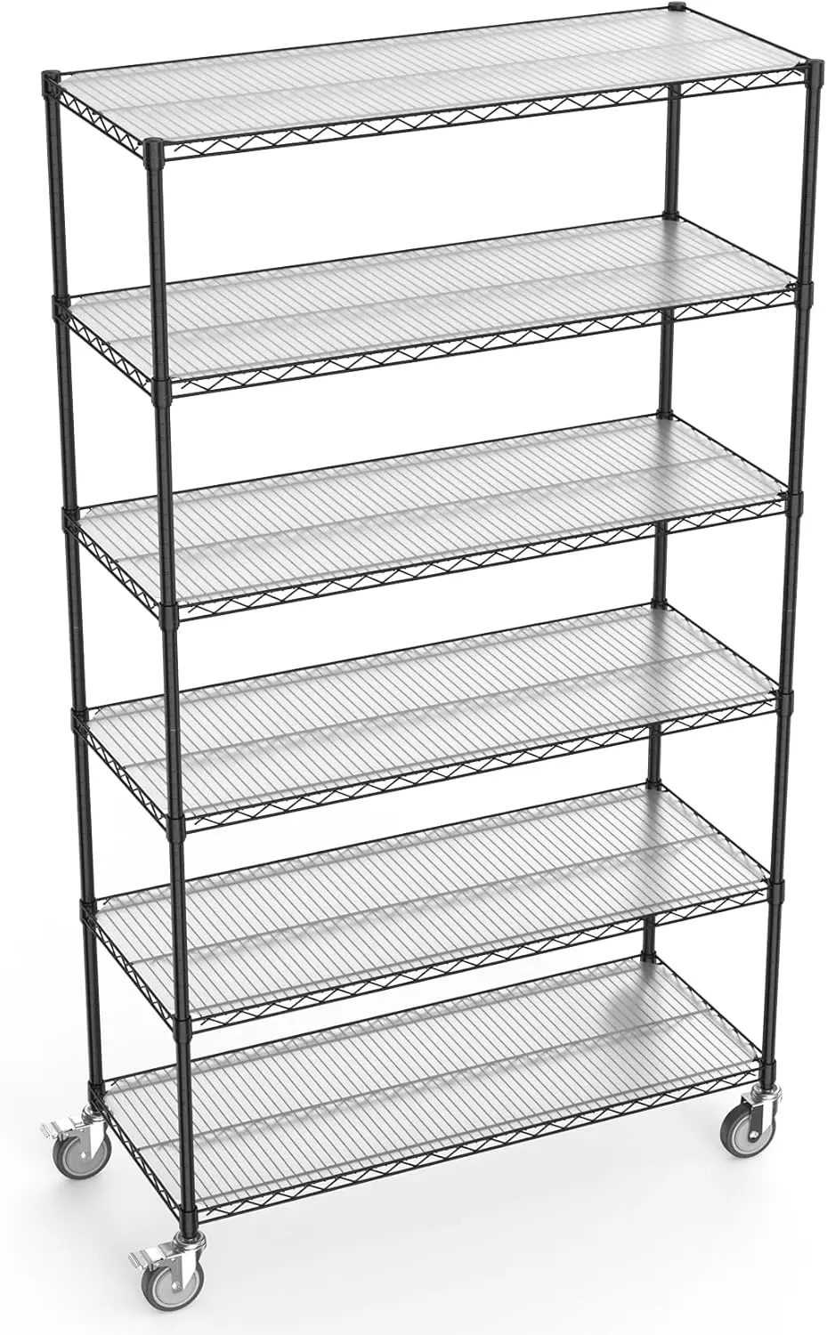 6 Tier 6000lbs Capacity NSF Metal Shelf Wire Shelving Unit, Heavy Duty Adjustable Storage Rack with Wheels & Shelf Liners for