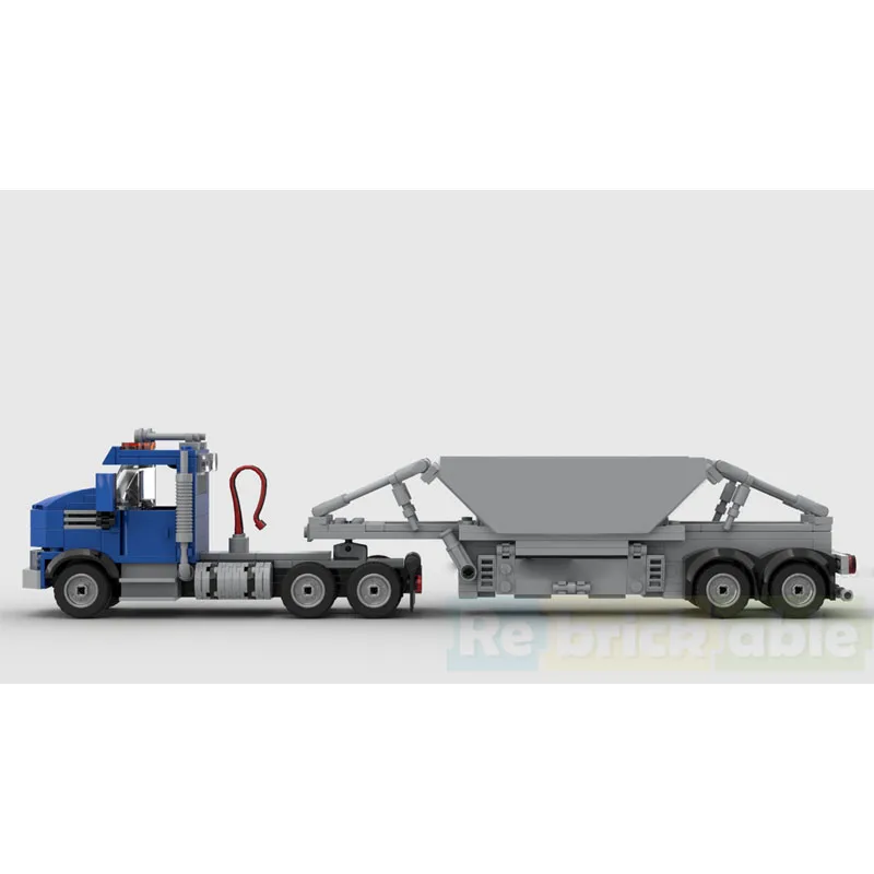 

MOC-256466 Farm Agricultural Tractor with Flatbed Dump Trailer Building Block Model, 499parts, Boys Children's Birthday Toy Gift