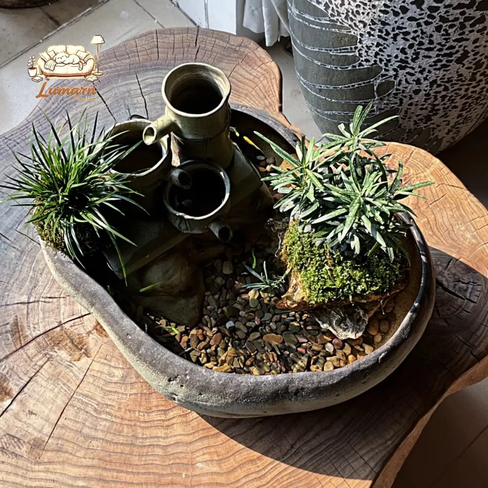 Ceramic fish tank wabi sandy wind ancient method of fish farming water circulation medaka goldfish desktop small ecological tank