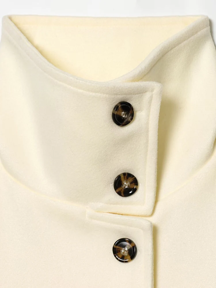 European style new women's fashion versatile and elegant double-faced wool stand-collar long-sleeved coat.