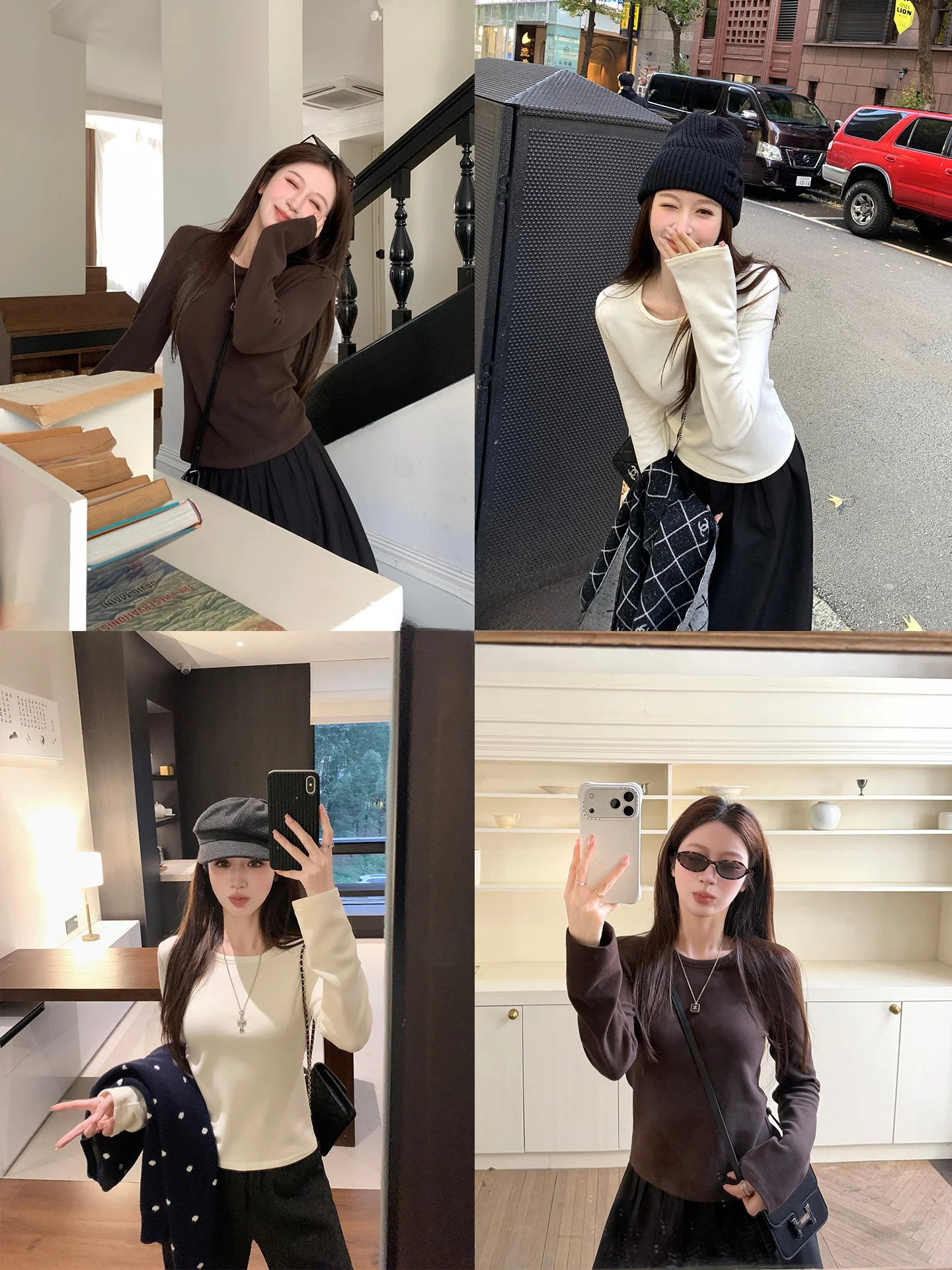 

YANUOYU женская термобелье, приятная для кожи вязаная футболка, зимний звездный узор, базовый слой, топ, повседневный длинный све, круглый Ne