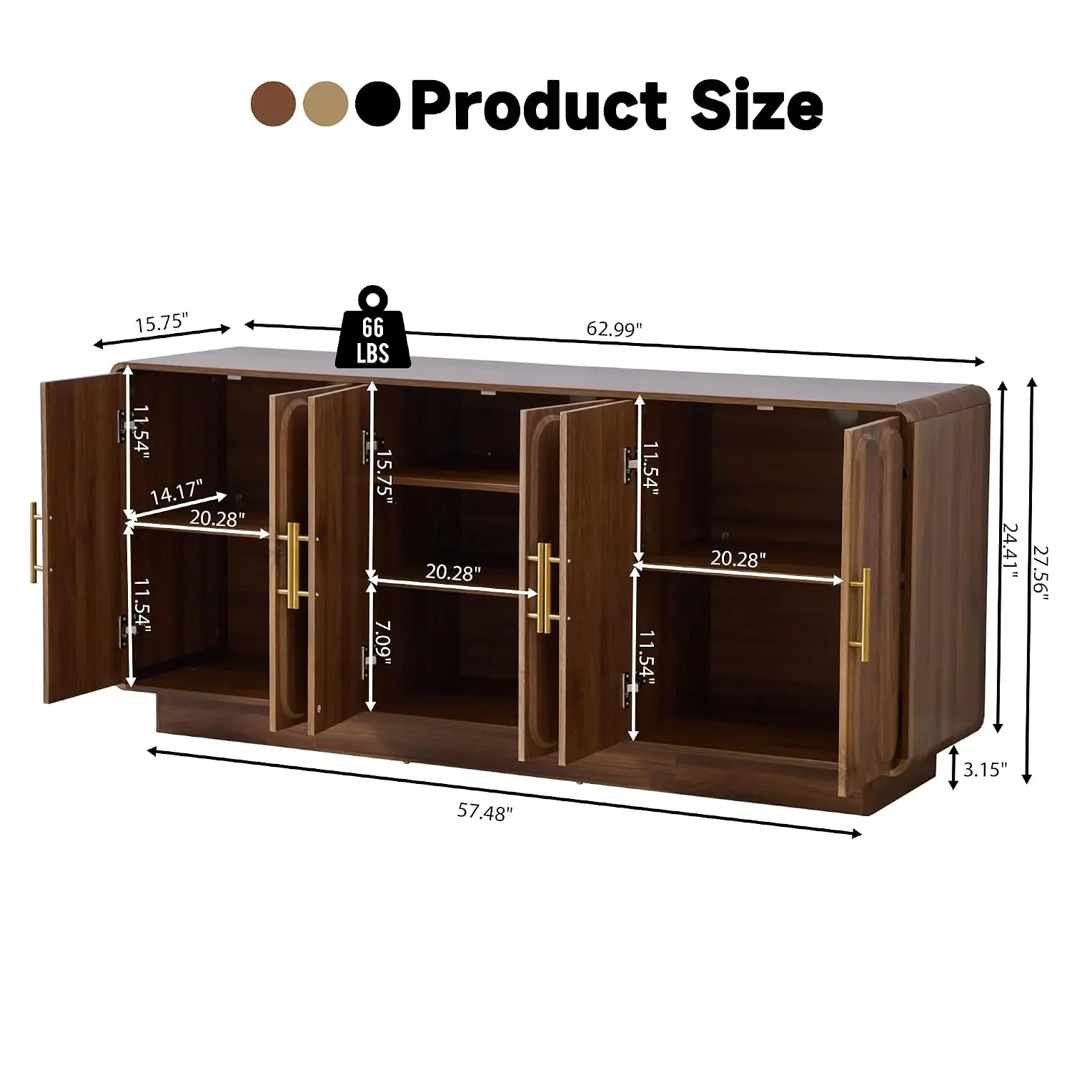 Buffet Cabinet Sideboard with Storage 63