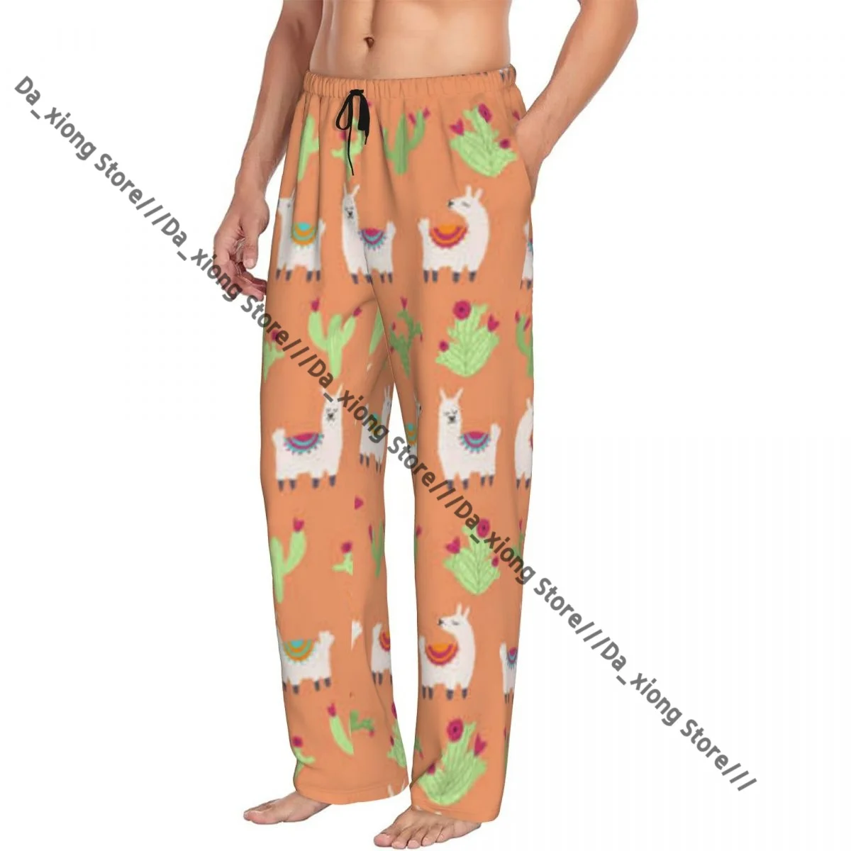 

Men's Sleepwear Loose Sleep Pants Pajamas Llama Alpaca With Cactus Long Lounge Bottoms Casual Homewear
