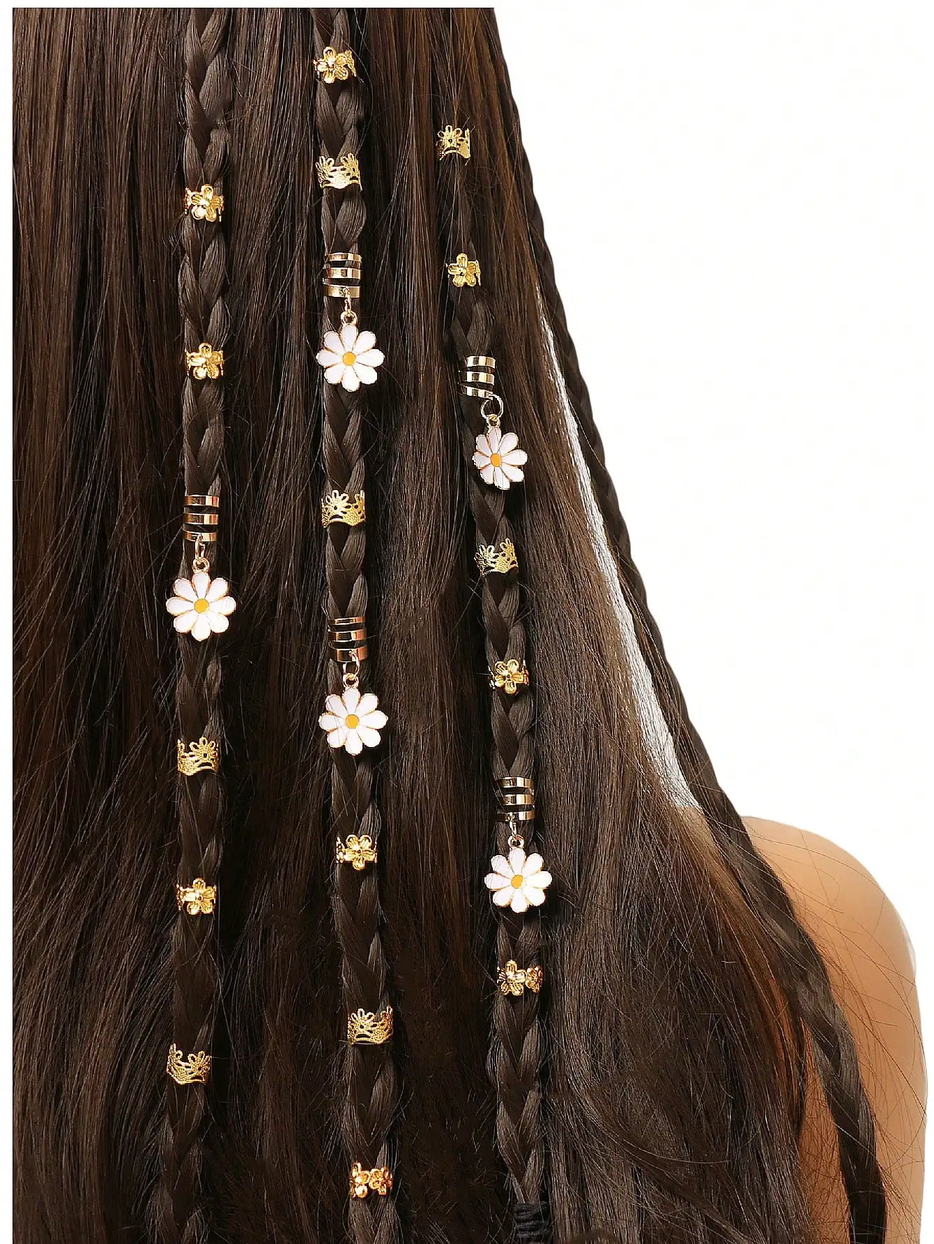 

25pcs Gold Daisy Scrunchie Hair Clips, Y2K Punk Hip Hop Hair Accessories, Gifts/Party/Daily Use Hair Ties And Decorations Claw