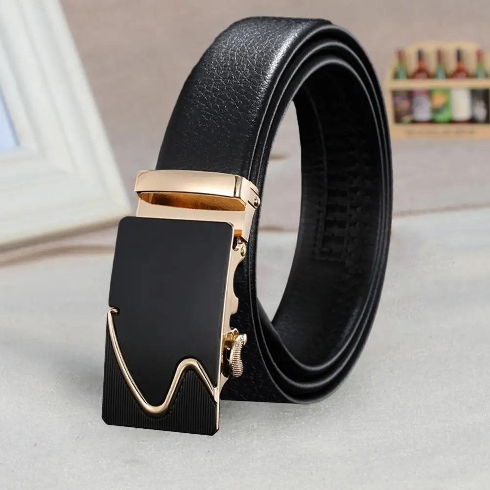 

Men Pants Belt Men Belt Durable Anti-slip Men's Business Belt with Smooth Faux Leather Alloy Buckle for Meetings Commutes