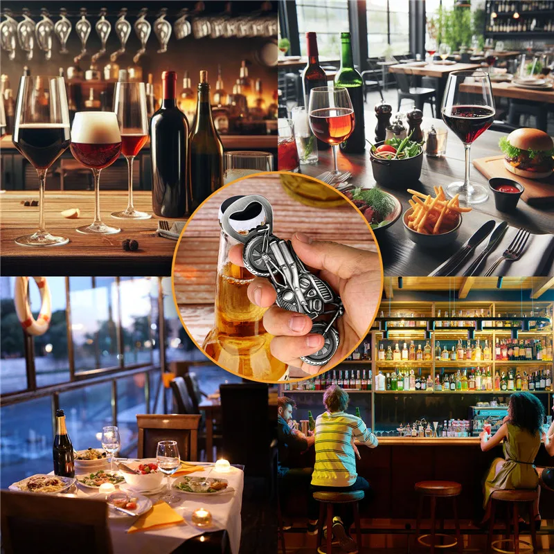 Cool Metal Beer Opener Motorcycle Shape Bottle Soda Opener Kitchen Bar Accessory Decoration Wedding Party Present Set with Bag