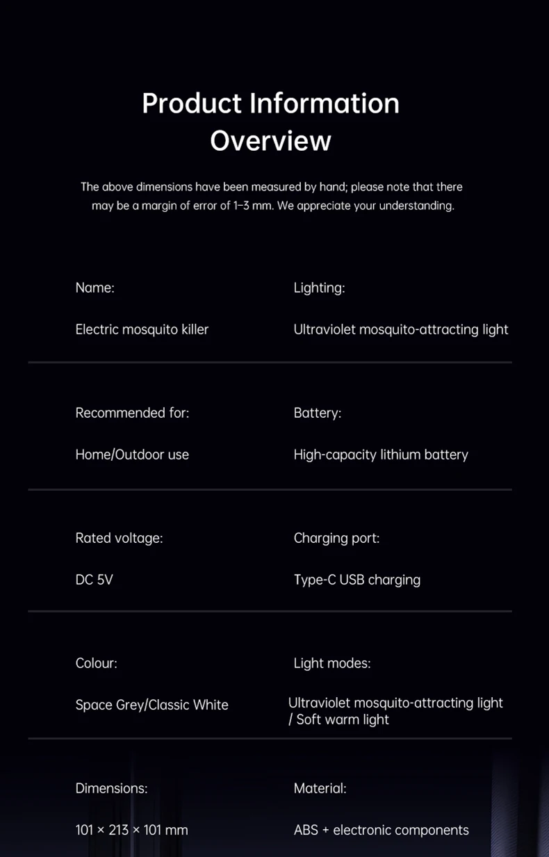 TINSOL Elektrische UV-Mückenfalle USB-Aufladbar Geeignet für Innen- und Außenbereich Mückenabwehrlampe – Detail 28