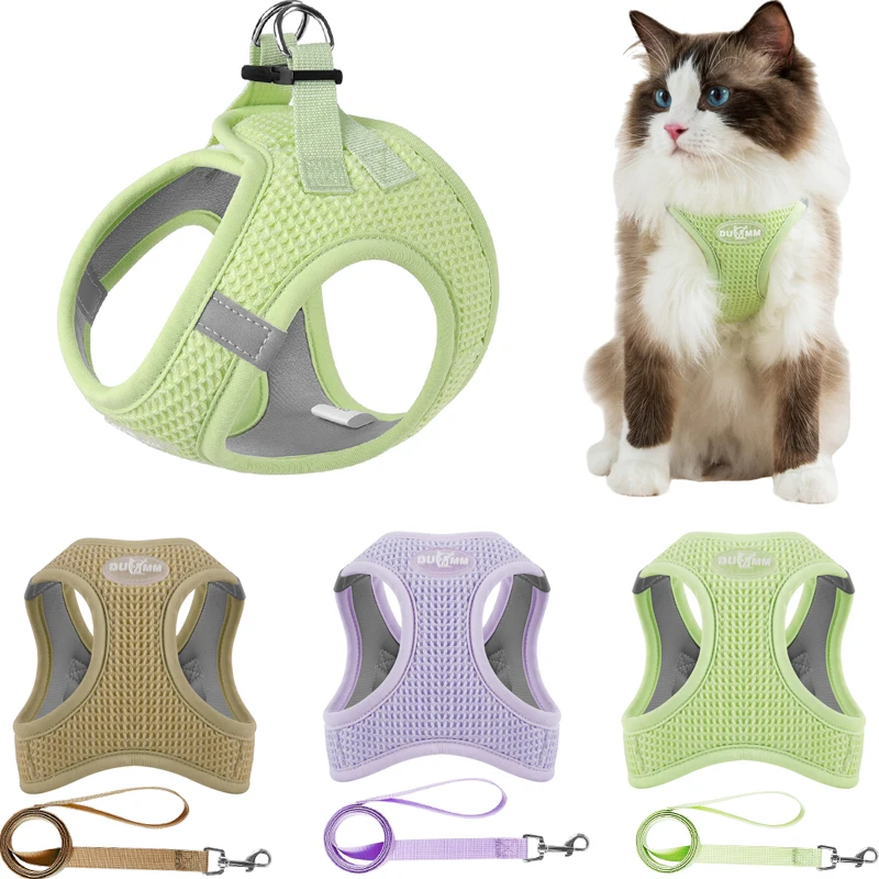 Pet Harness and Leash Set for Small Dog Cats Reflective Harness Vest Chest Strap Puppy Kitten Walking French Bulldog Accessories