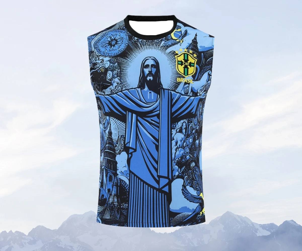 جديد البرازيل سترة تدريب بلا أكمام قصيرة لكرة القدم جيرسي لا أصل العلامة التجارية الصين الملابس الرياضية والاكسسوارات قميص مباراة كرة القدم