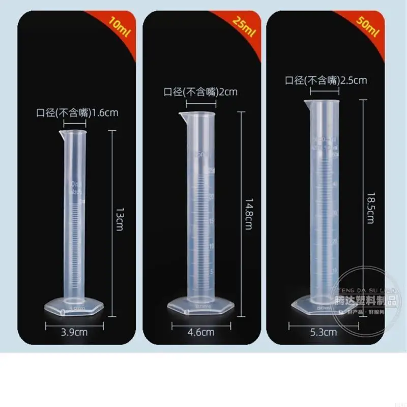 

8x Measuring Cylinder Set 10-2000ml Graduated Cylinder 2-Sided Marking Lab Cylinders Clear Science Measuring Cylinder