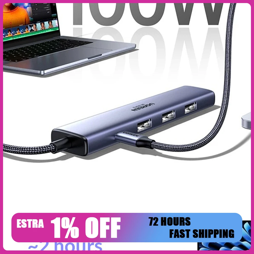UGREEN  45320 5 in 1 USB C Hub 10Gbps USB C USB A Gigabit Ethernet Multiport Adapter for MacBook Laptop Tablet