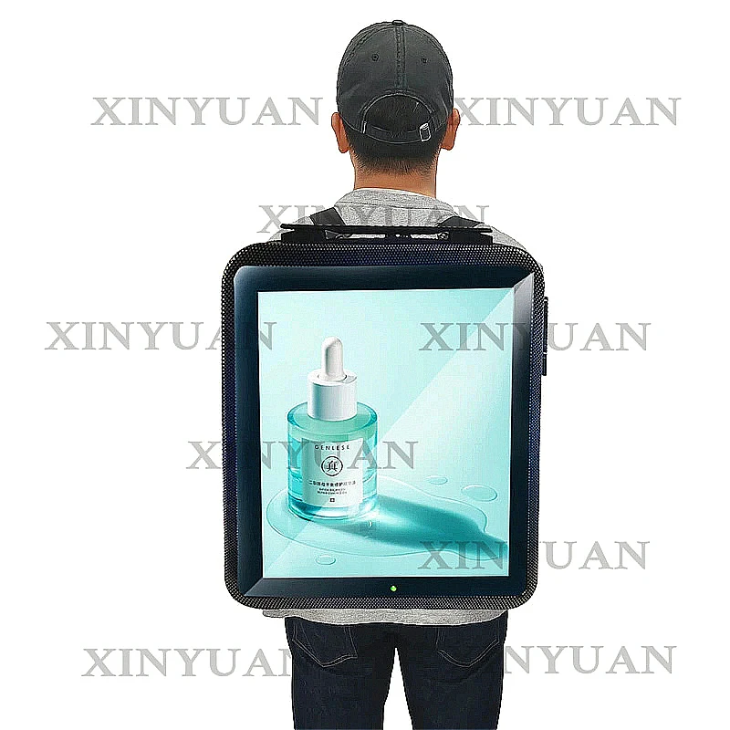 Digital Signage, 15.4/21/27 Inch High Brightness LCD Advertising Screen, Outdoor Portable Backpack Mounted Display Device