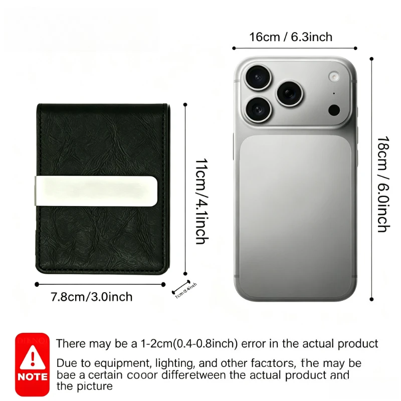 Minimalist Money Clip Wallet for Men, Thin Bifold Card Holder Metal Cash Clamp Credit Card Case, Pocket Wallet for Commuting