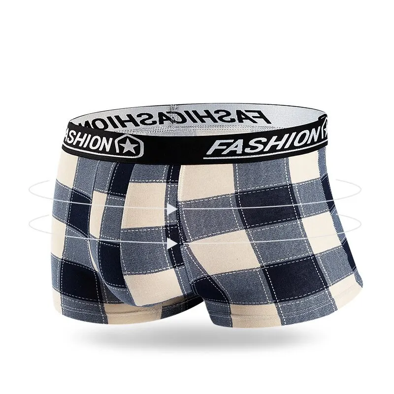 Men\'s Underwear Boxer Shorts Fashionable Plaid Men\'s Mid Waist Breathable Men Boxers Breathable And Comfortable Male Panties