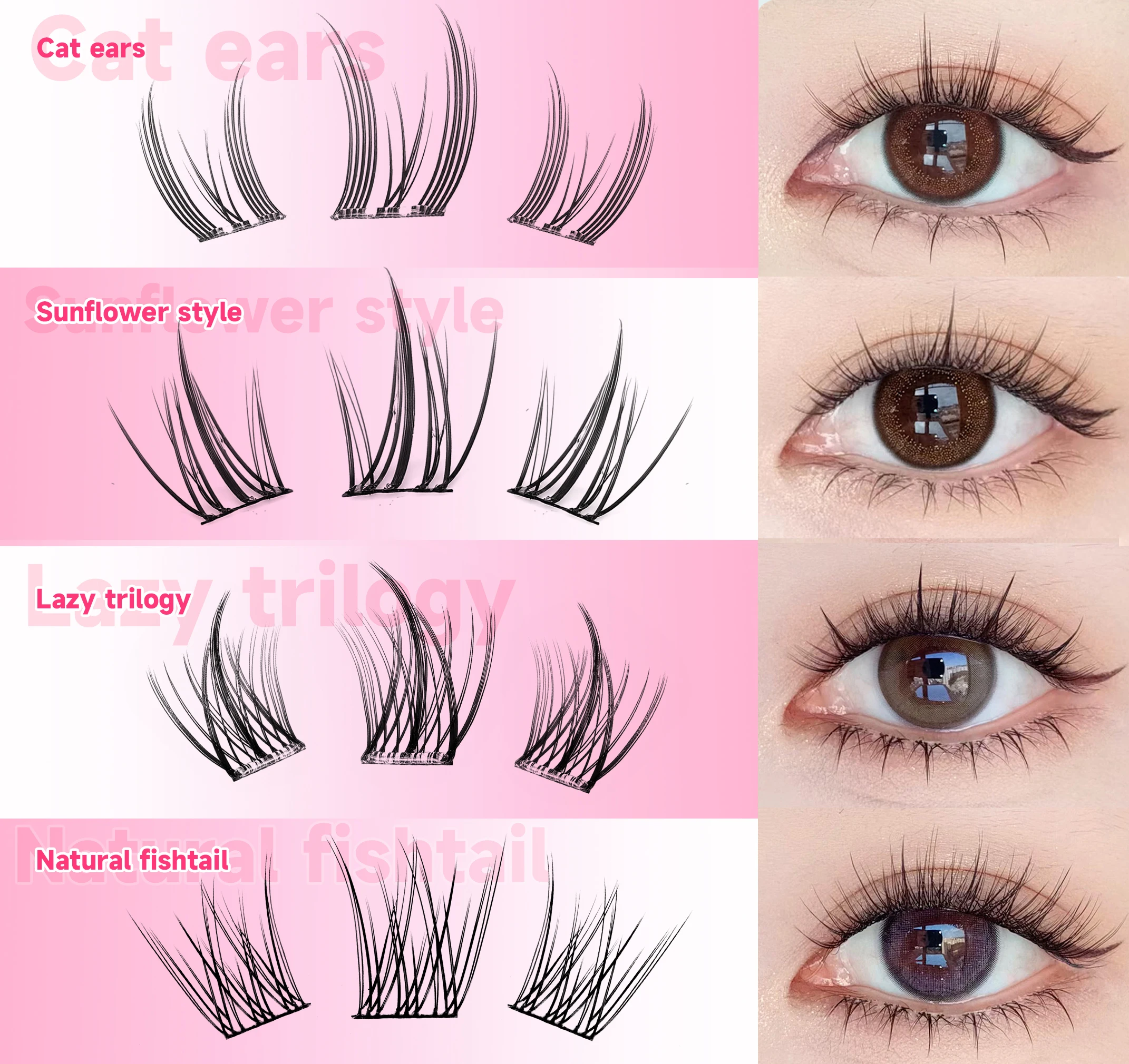 Jen Lily Glue-free False eyelashes: A Lazy Person's Trilogy - Natural and Seamless Beginner's Sunflower Eyelashes