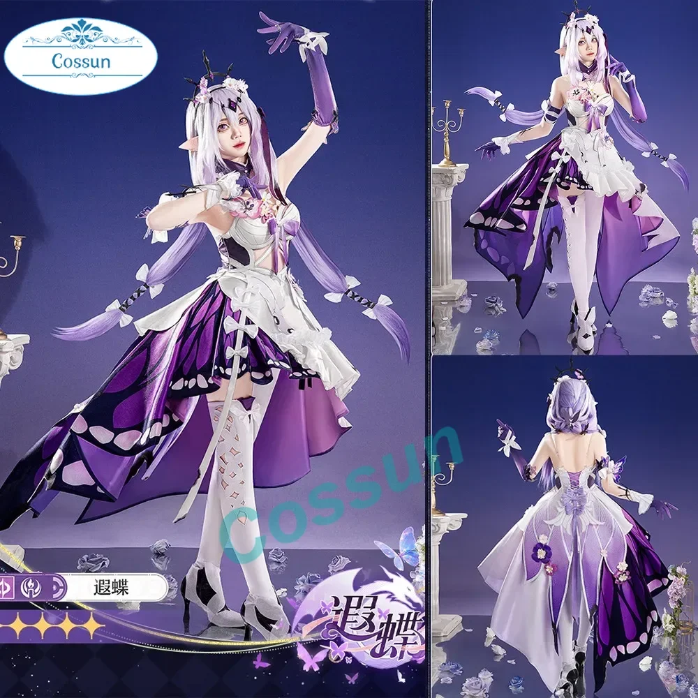 

NEW Honkai Star Rail Castorice Cosplay Costume Dress Headwear Luminous Butterfly Props Halloween Party for Women Girls Carnival