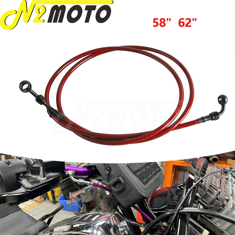 

58" 62" Stainless Steel Braided Motorcycle Upper Brake Line Hose Wires For Harley Road Glide FLTRX FLTRXS FLTRXST FLTRU 15-2023