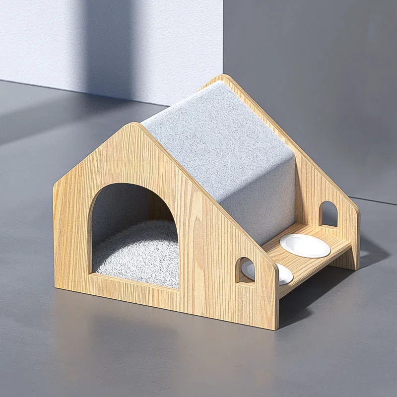 VENDA QUENTE Casa para cães feita de madeira maciça, madeira pequena, cama interna para animais de estimação, casinha para cães pequenos e gatos e villa para gatinhos