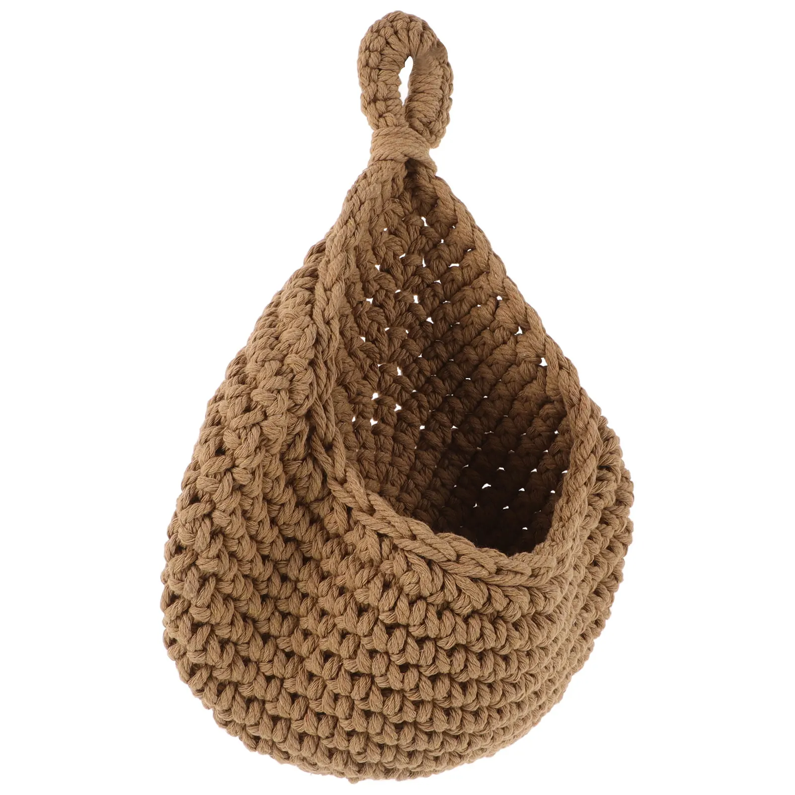 

Hand-Woven Storage Basket Wall Hanging Fruit Vegetable Organizer Onion Potato Holder Smooth Edge Kitchen Pantry for Home
