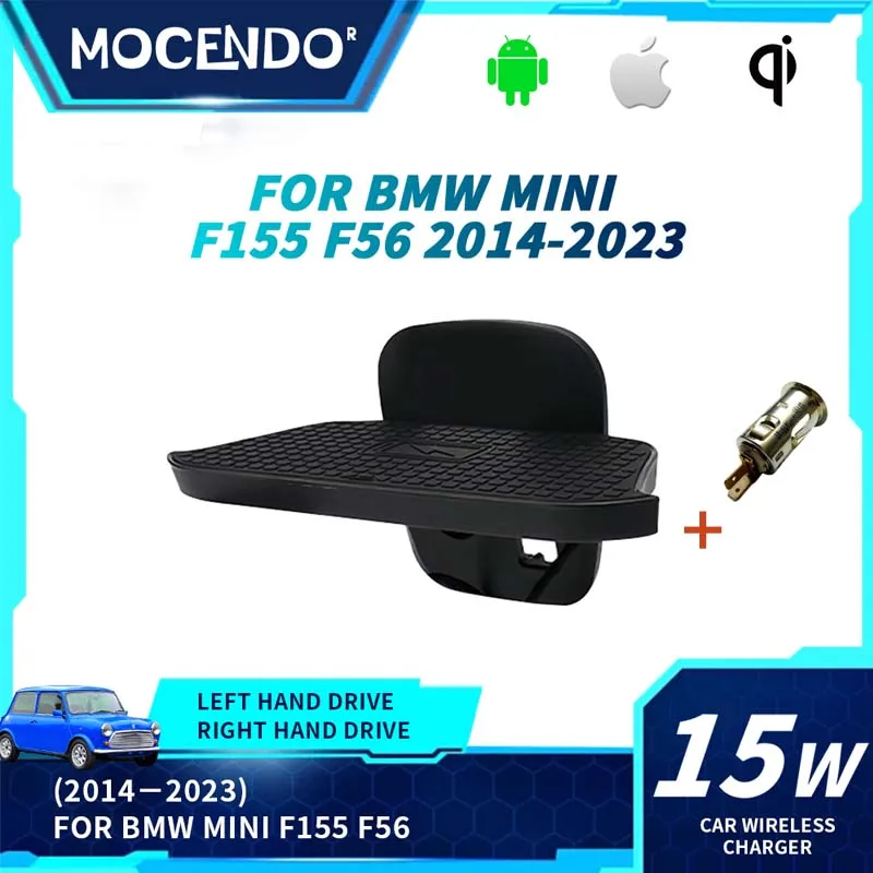 For BMW MINI Car Wireless Charger 15W QI Fast Charging Pad for Mobile Phones Compatible with Cigarette Lighter 2014-2023 Models