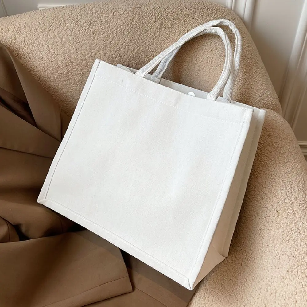 Korean Simple Canvas Tote Bag Large Capacity Shoulder Handbag Casual Women Shopping Daily School Book Commuter Bag