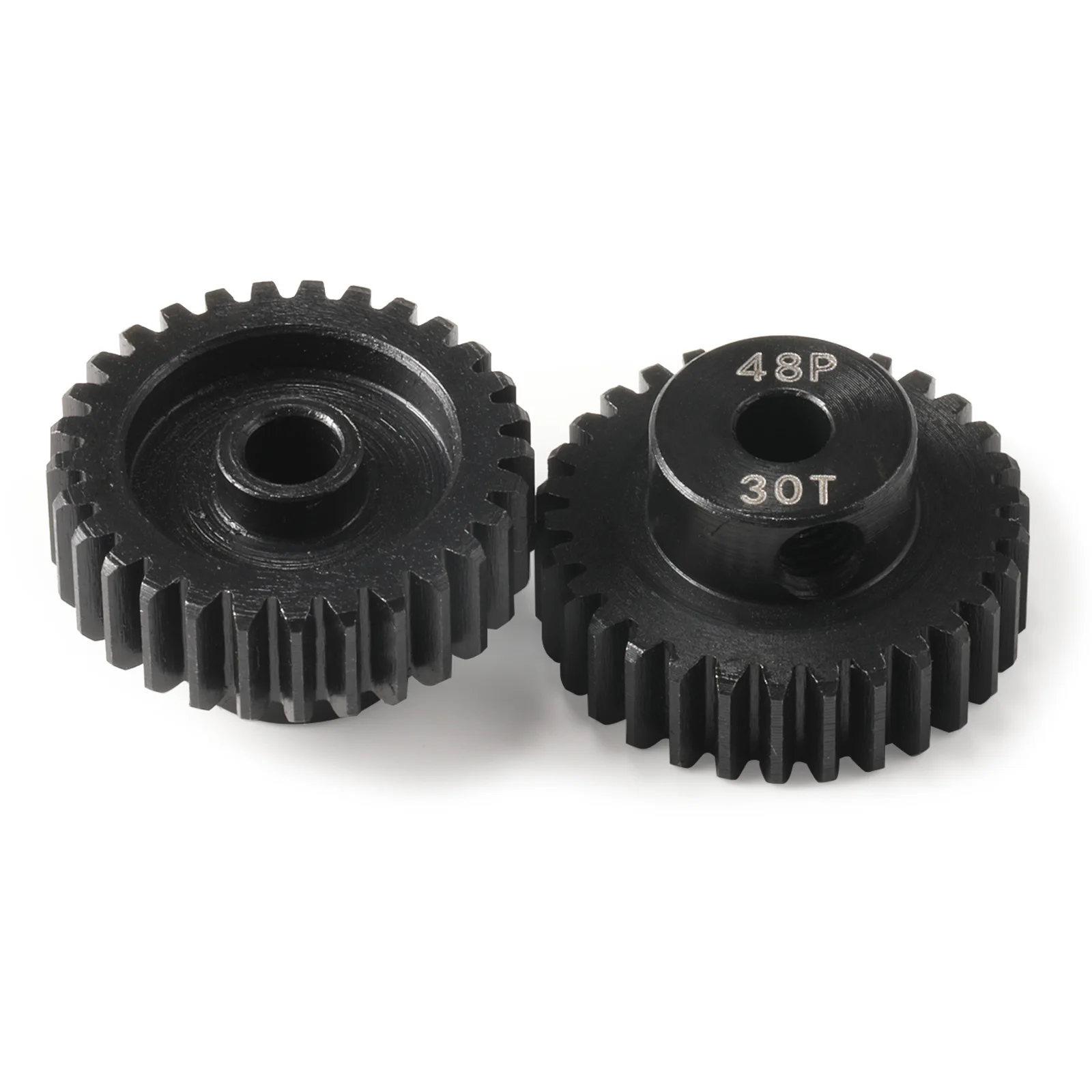 Engrenagem de dentes retos 48P, furo de 3,175 mm, 45 #   Aço, com Cubo, Acabamento Enegrecido, 13T-30T. Para modelos Traxxas Slash/E-Revo 1/10 RC.