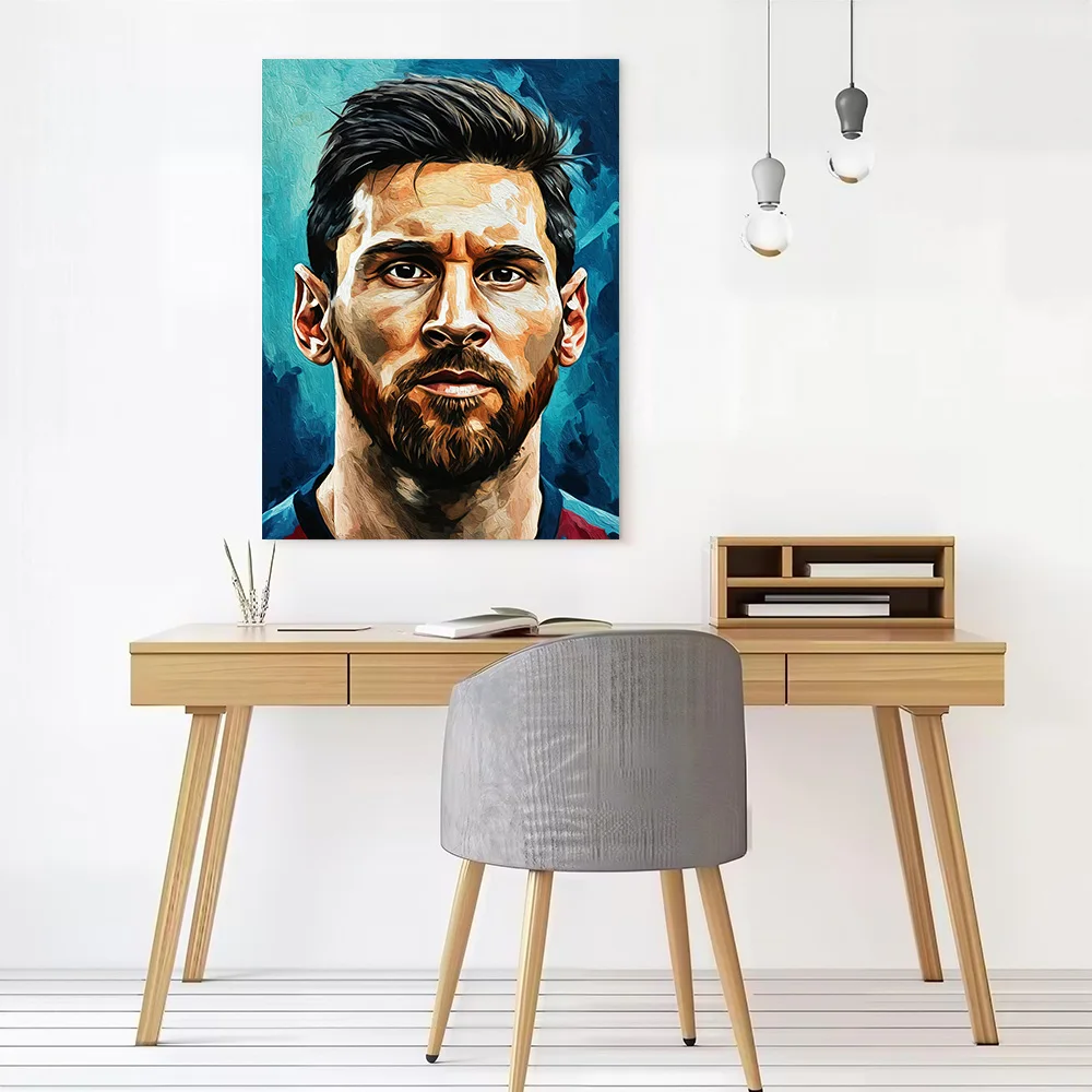 Lionel Messi Portrait Poster Customizable Printed Canvas Painting for Pictures Wall Art Interior Decoration Wand Deko Room Decor