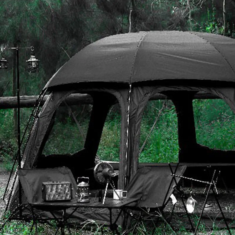 Large Blackened Spherical Tent for Camping, Outdoor, Waterproof, Sunscreen, Octagonal, Double-Layer, Rubber