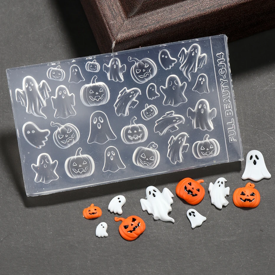 Kürbis-Geist 3D-Nagelanhänger Silikon-Nagelform Niedliche Cartoon-Halloween-Nagelkunstformen Nagelschmuckherstellung Maniküre-Dekorationen – Detail 8