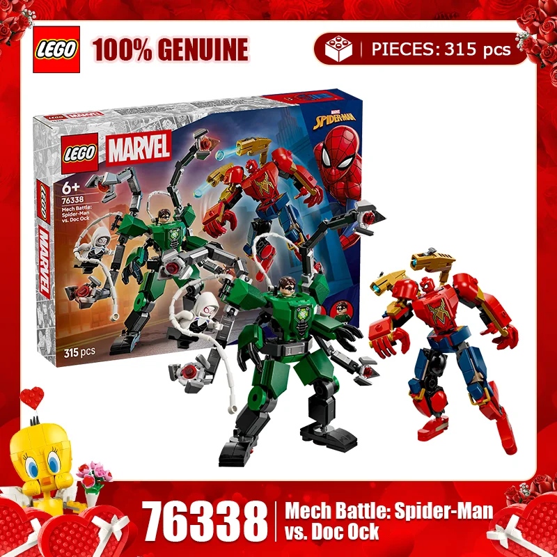 

Строительные блоки Lego серии Marvel 76338 Mech Wars: Человек-паук против Доктора Осьминога, детские строительные блоки-головоломки, игрушка в подарок
