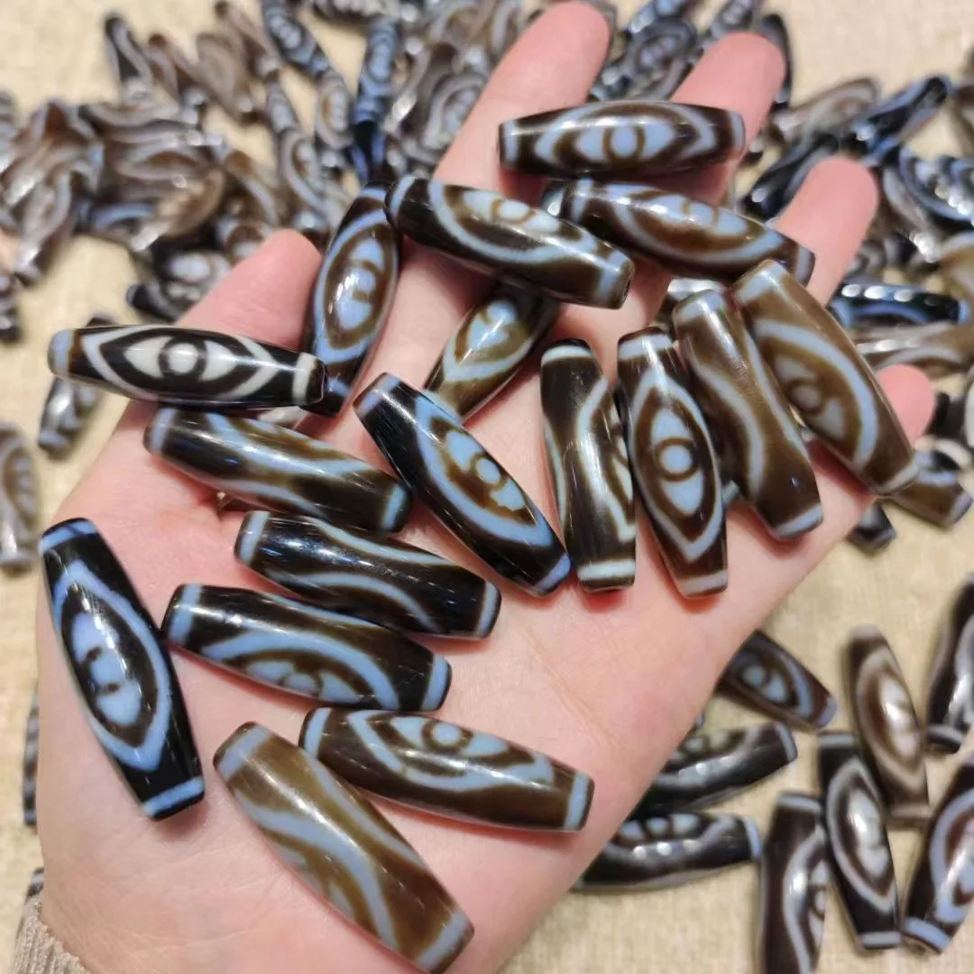 100pcs/lot Rare natural old agate Buddha eye dzi Advanced craftsmanship Cinnabar exquisite Ethnic style diy Bracelet necklace