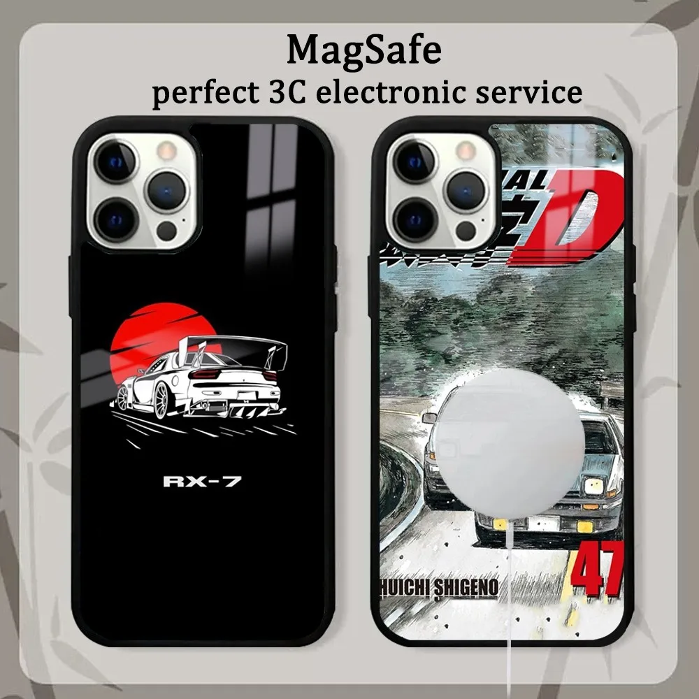 Phone Case For iPhone 15 14 13 12 11 Pro Max Plus Mini Mirror Magnetic Cover Japan Cartoon I-Initial D