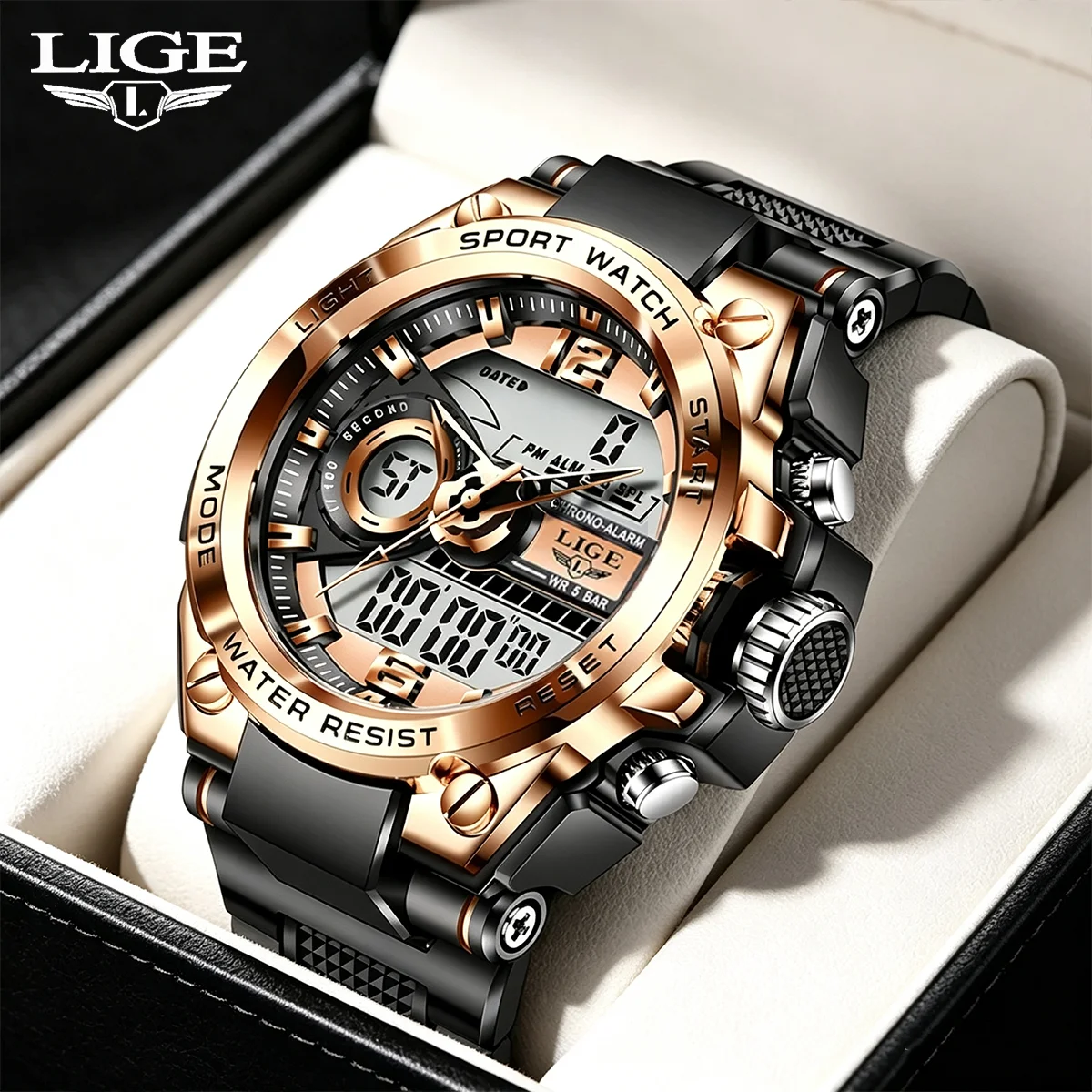 

LIGE 2026 New Military Men Watches Digital Wristwatch LED Quartz ClockSport Watch Male Big Watches For Men Relogios Masculino