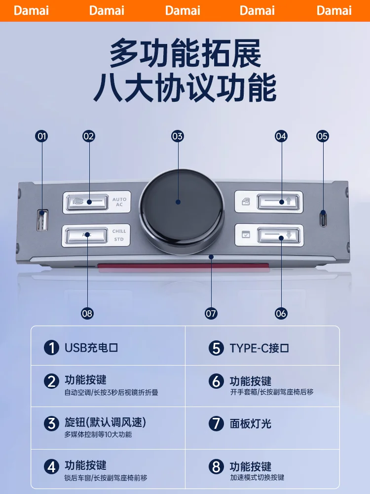 For Tesla LCD smart charging dock Model3/Y central control button knob console modification accessories