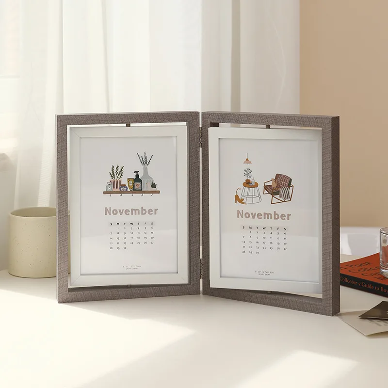Creative Double-sided Rotating Photo Frame 6-inch 7-inch Photo Frame Table Couple Photo Birthday Gift Display Foldable Rotatable