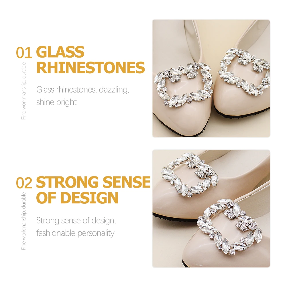 

1 Pair Rhinestone Shoe Clips Elegant Crystal Decorations For Flats Boots Sandals Shiny Buckles Bridal Accessories
