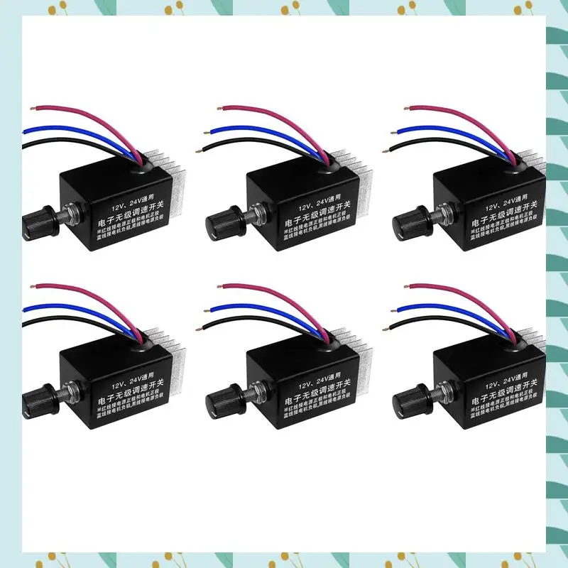 A71P 6Pc Motor Speed Regulator DC 12V/24V 10 A Motor Speed Controller Switch For Car Truck Fan Heater Control