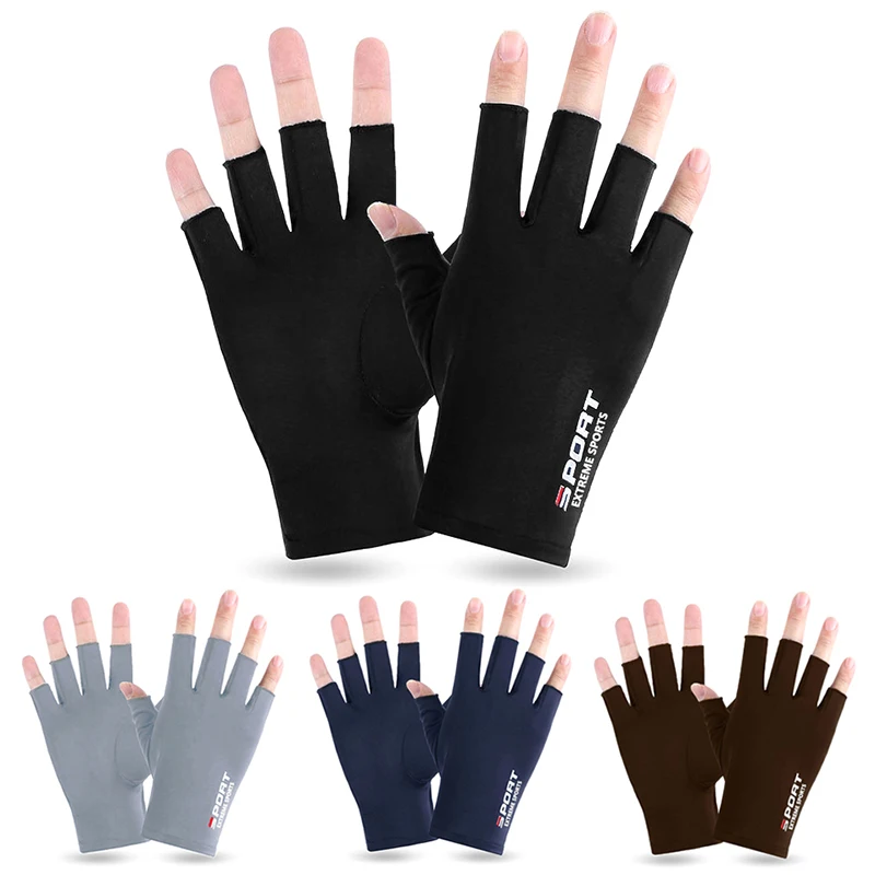 Anti-uv masculino feminino luvas de pesca protetor solar antiderrapante primavera verão gelo fresco respirável ciclismo esporte luvas de pesca