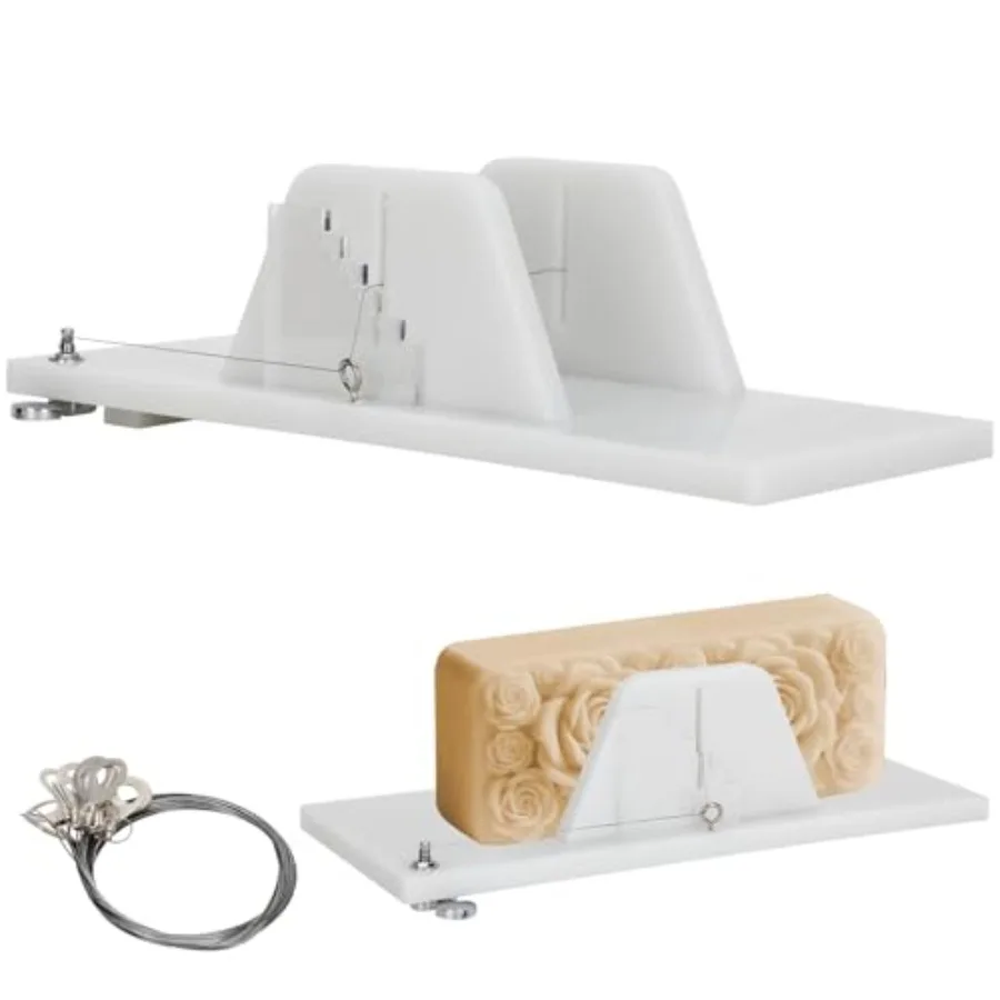 

Регулируемый резак для мыла в плитке с акриловым нажимным дизайном и регулируемой режущей проволокой для точной нарезки сыра, масла, торта и