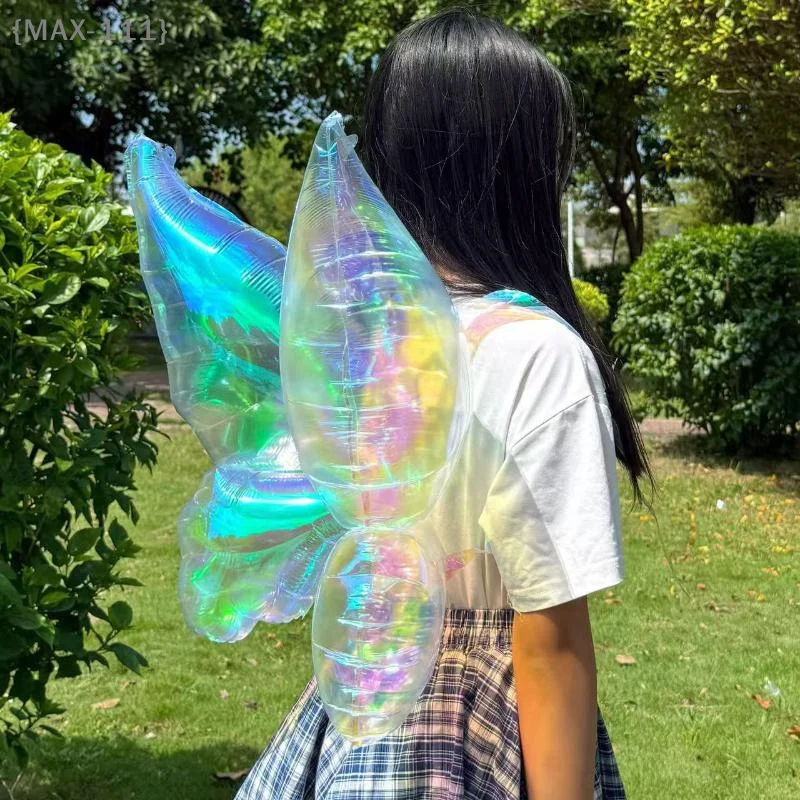 【F2-MAX111】Festival Party Laser Butterfly Wings Balloon - Birthday Atmosphere Fairy Props Christmas Halloween New Year Decoratio