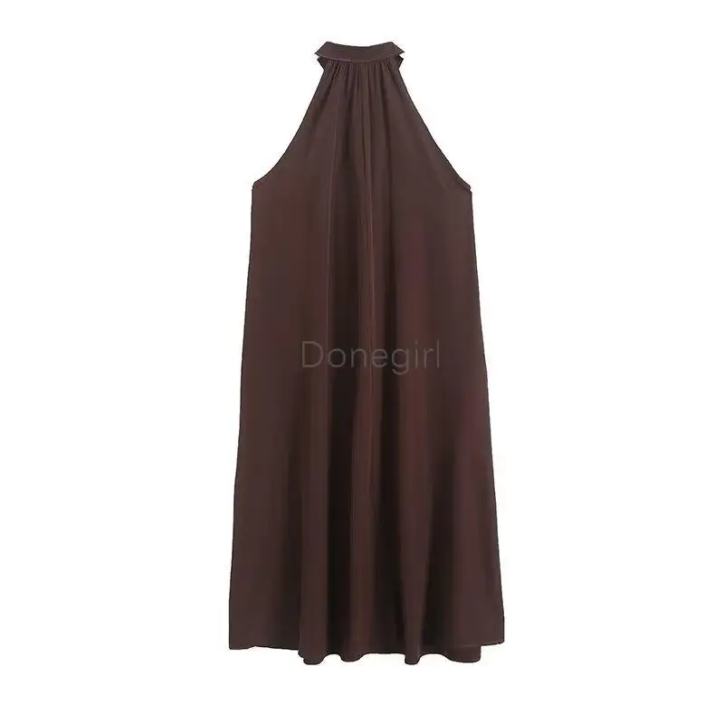 Donegirl 2024Spring Summer New Fashion Women Sleeveless Pullover Half High Collar Long Dresses Pullover Elegant Female Chic Robe