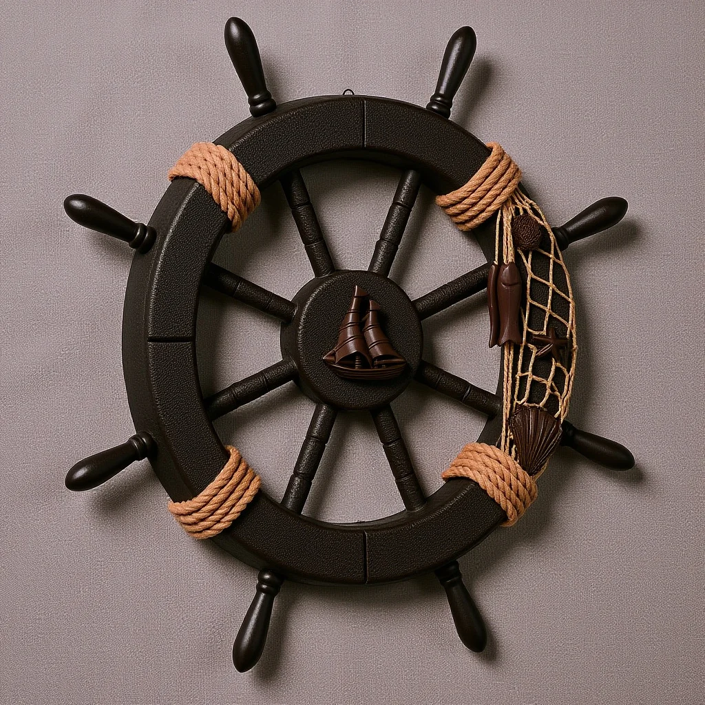 

Mediterranean Style Ship Rudder Wall Hanging Ornament Wooden Hanging Adornment for Living Room Decor