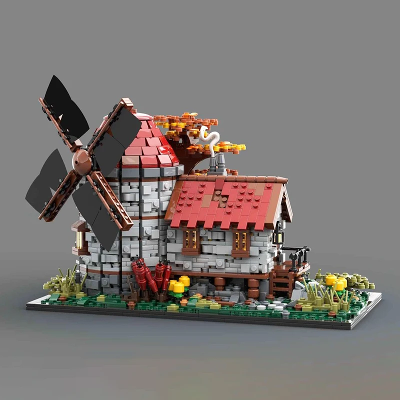 Moc قوالب بناء وحدات طاحونة صغيرة-القرون الوسطى الخيال نموذج التكنولوجيا وحدات القلعة كتل عيد الميلاد مجموعة لتقوم بها بنفسك لعبة الهدايا #2