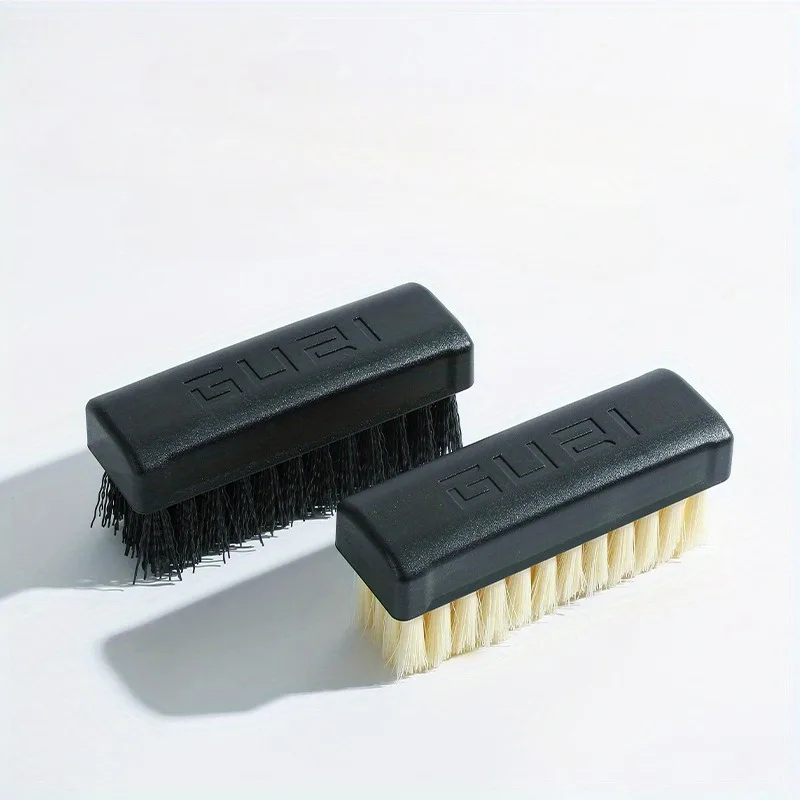 2pcs Dual-Strength Plastic Shoe Brush Set - Soft White Bristles & Firm Black Bristles  Versatile Shoe Care Tool for Home Use