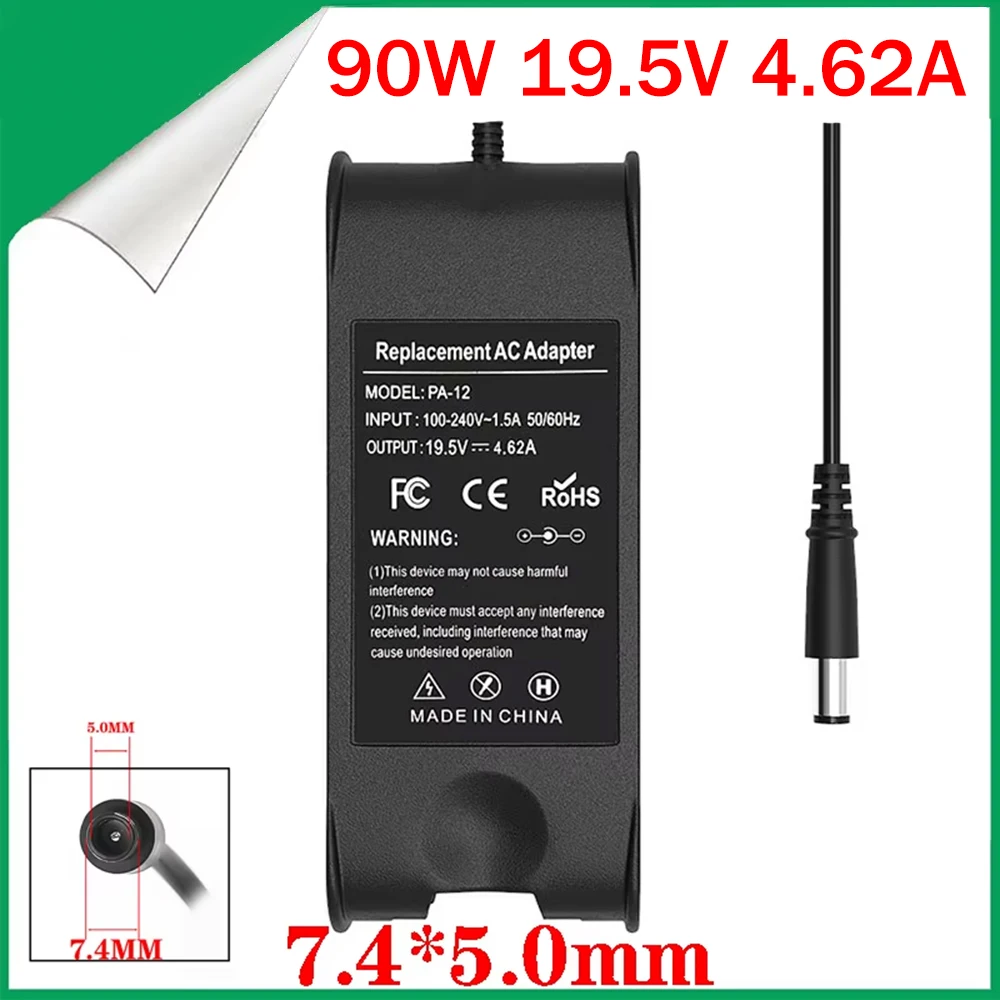 19.5V 4.62A 90W Laptop Adapter For Dell E4300 E5410 E6320 E6400 E6430 3521  Inspiron N5110 Power Supply Charger DC 7.4*5.0mm