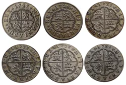 Spain Resl 1727-1738 Silver Plated Copy Coins