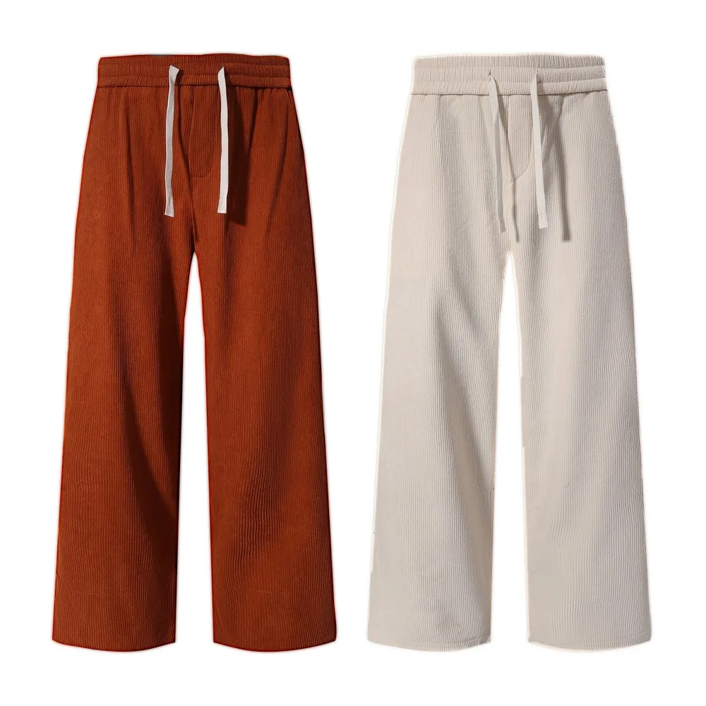 Fleece Corduroy Basic Solid Retro Office Button Wide Leg SweatPants Trousers for Women Men Streetwear Winter Spring Trends Pants