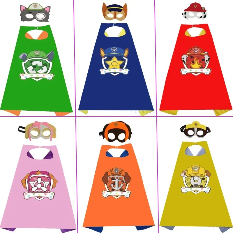Cartoon Paw Patrol Cloak Mask Set Anime Themed Birthday Party Supplies Halloween Cosplay Dress Up Costume for Boys Girls view 3