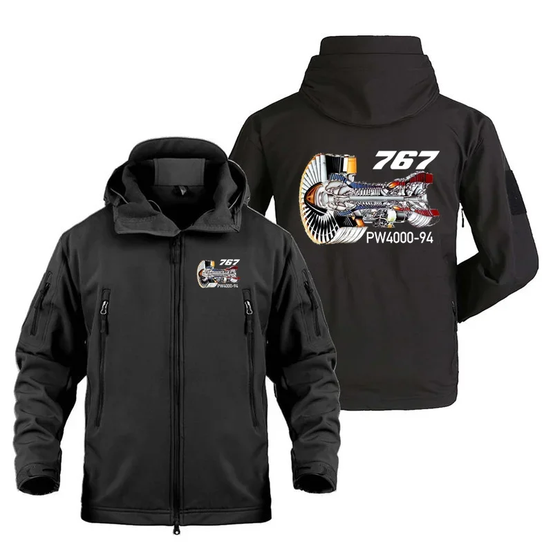 

767 Engine (PW4000-94) Aviation Pilots Outdoor Military Men's Tactical Shark Skin Fleece Warm SoftShell Coats Jackets