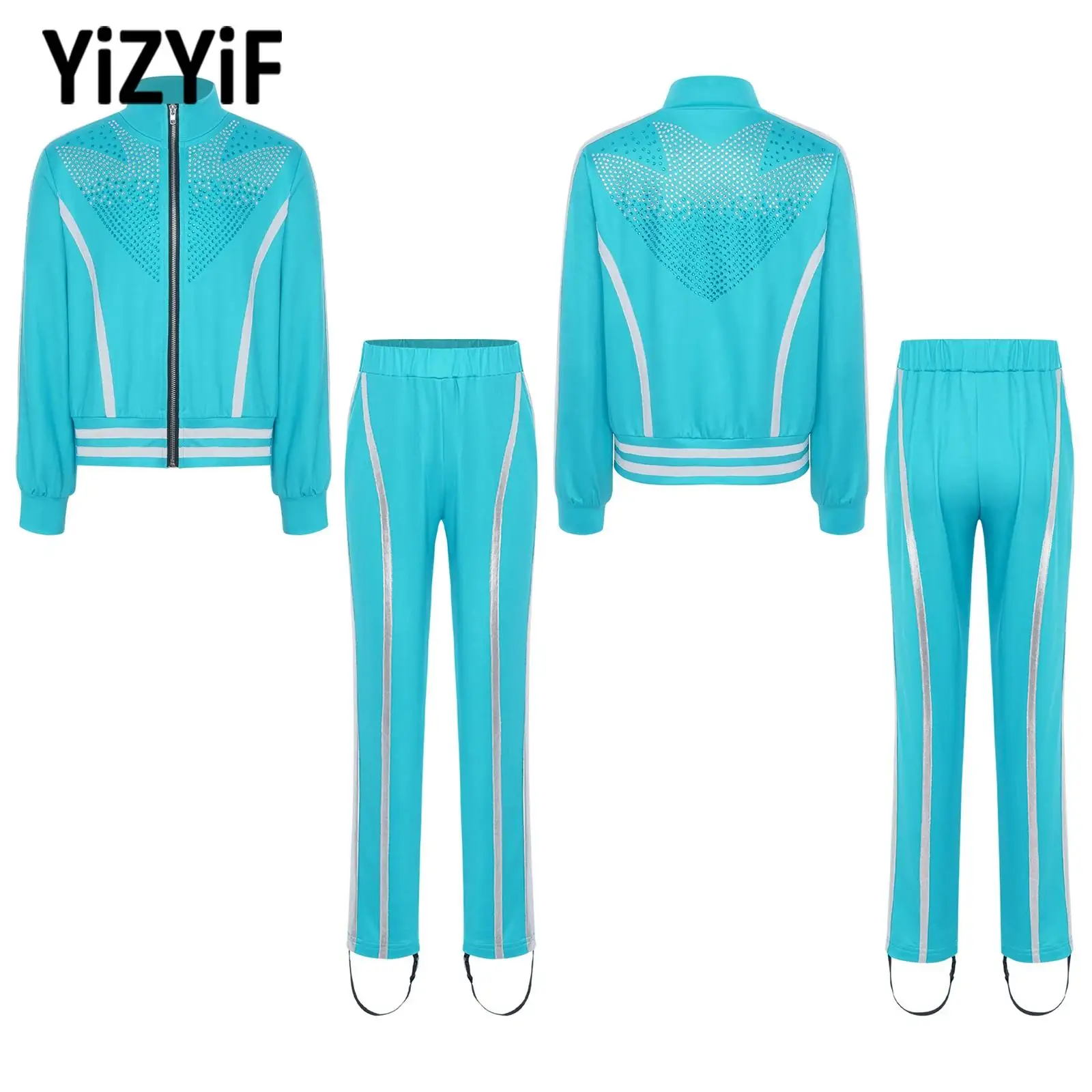 

Наряд для фигурного катания для мальчиков-подростков, костюм для тренировок по катанию на роликовых коньках, костюм для выступлений с длинными рукавами, блестящая куртка со стразами + комплекты брюк